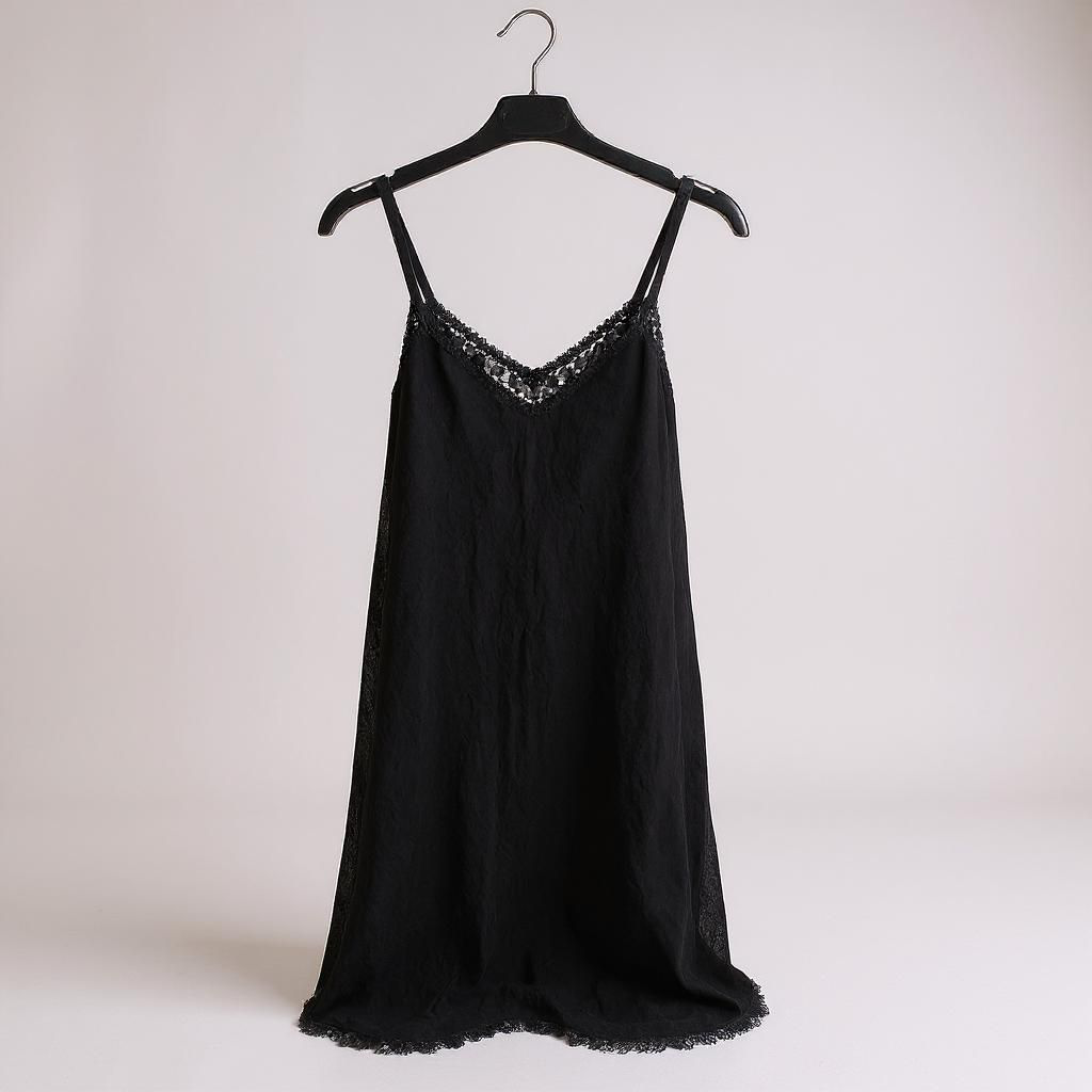 Vestido Corto Lencero de Algodón Efecto Lino