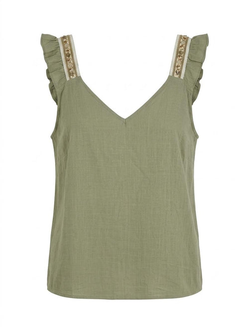 Blusa de Algodón con Tirantes Bordados