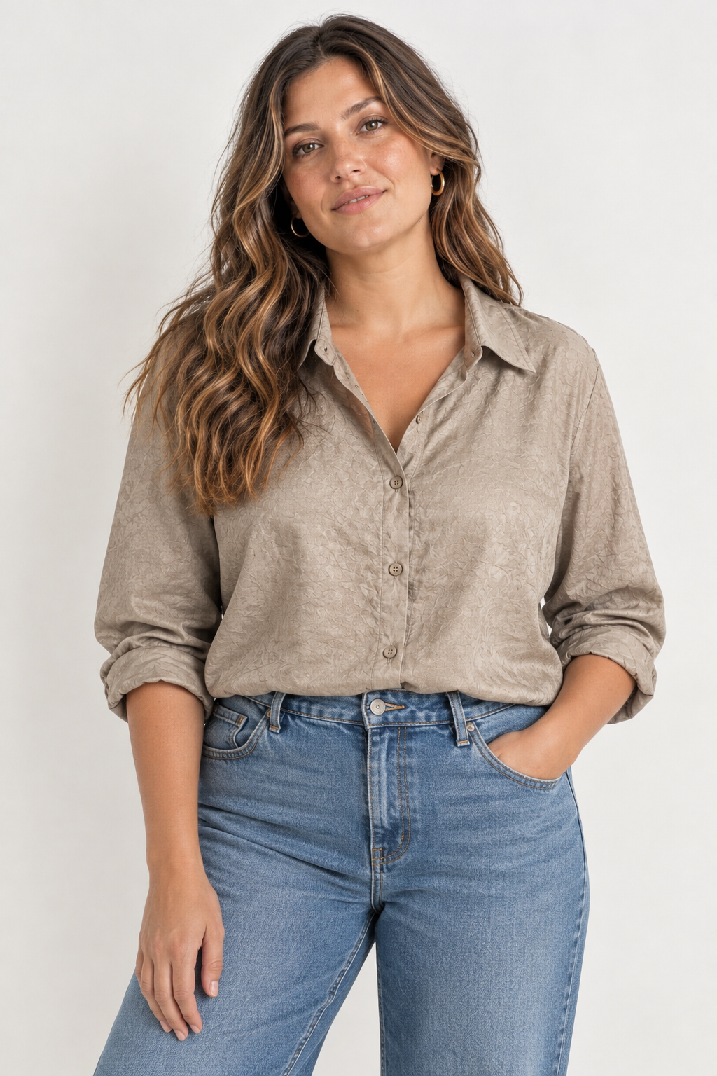 Camisa Satinada Fluida | Textura Arrugada