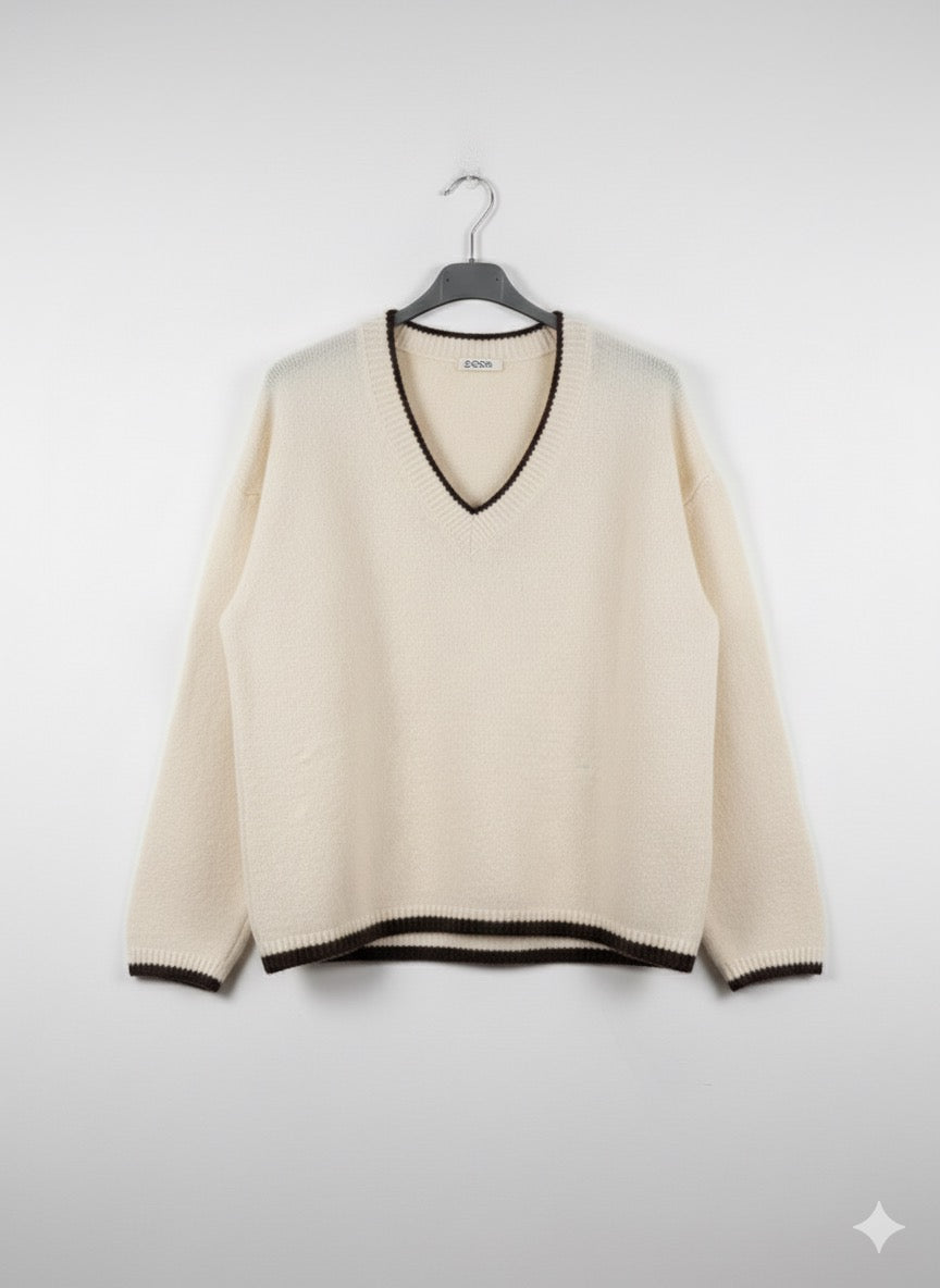 Jersey de Punto Oversize con Cuello V