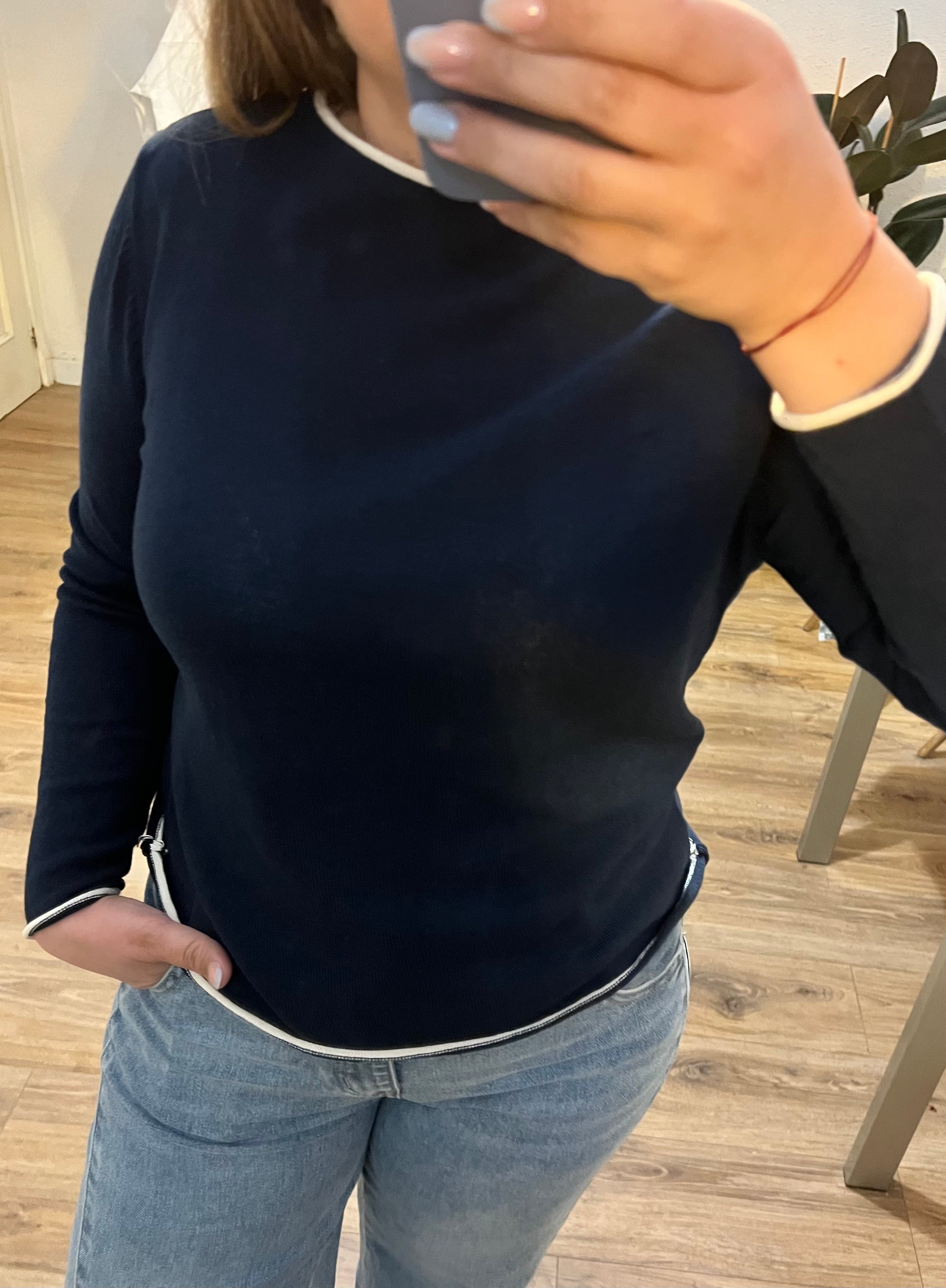 Jersey punto fino ribete