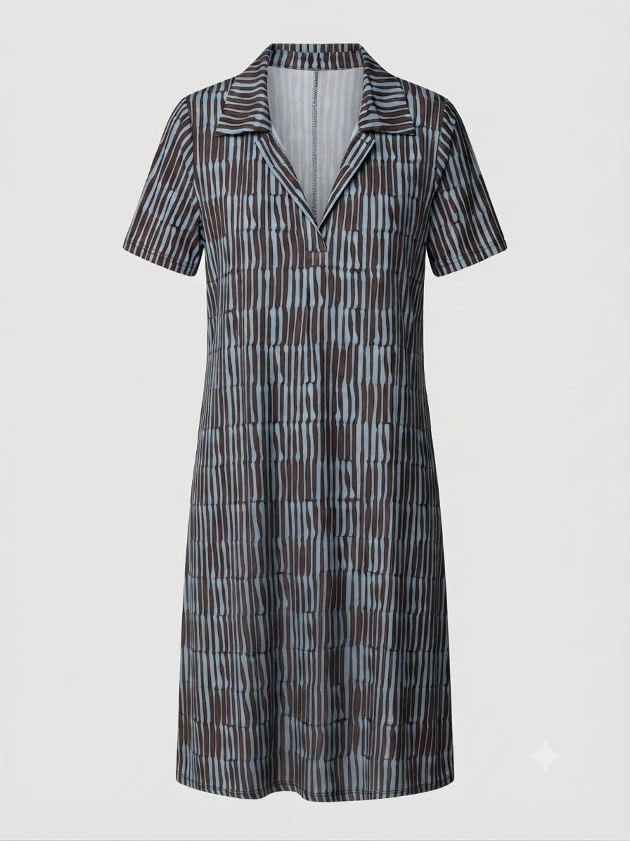 Vestido Corto | Punto Frío Cuello Camisa