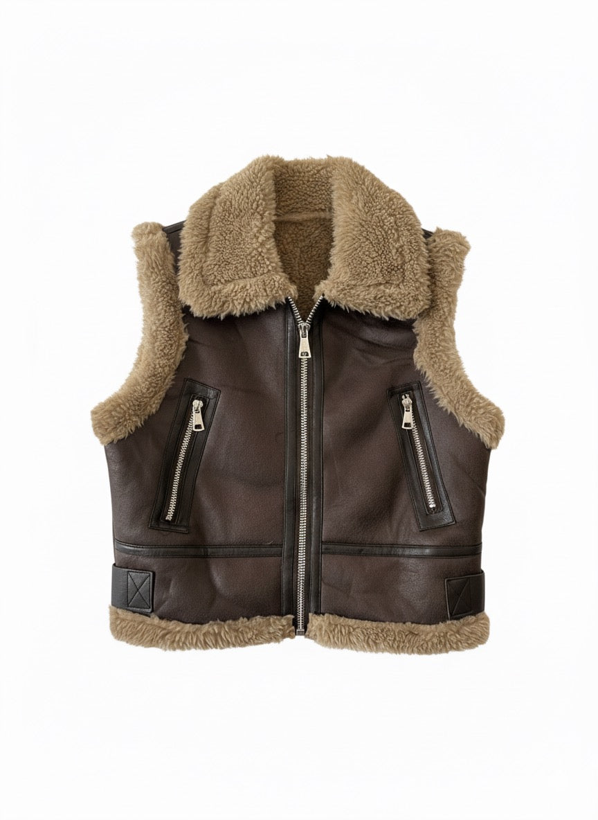 Chaleco biker borreguito