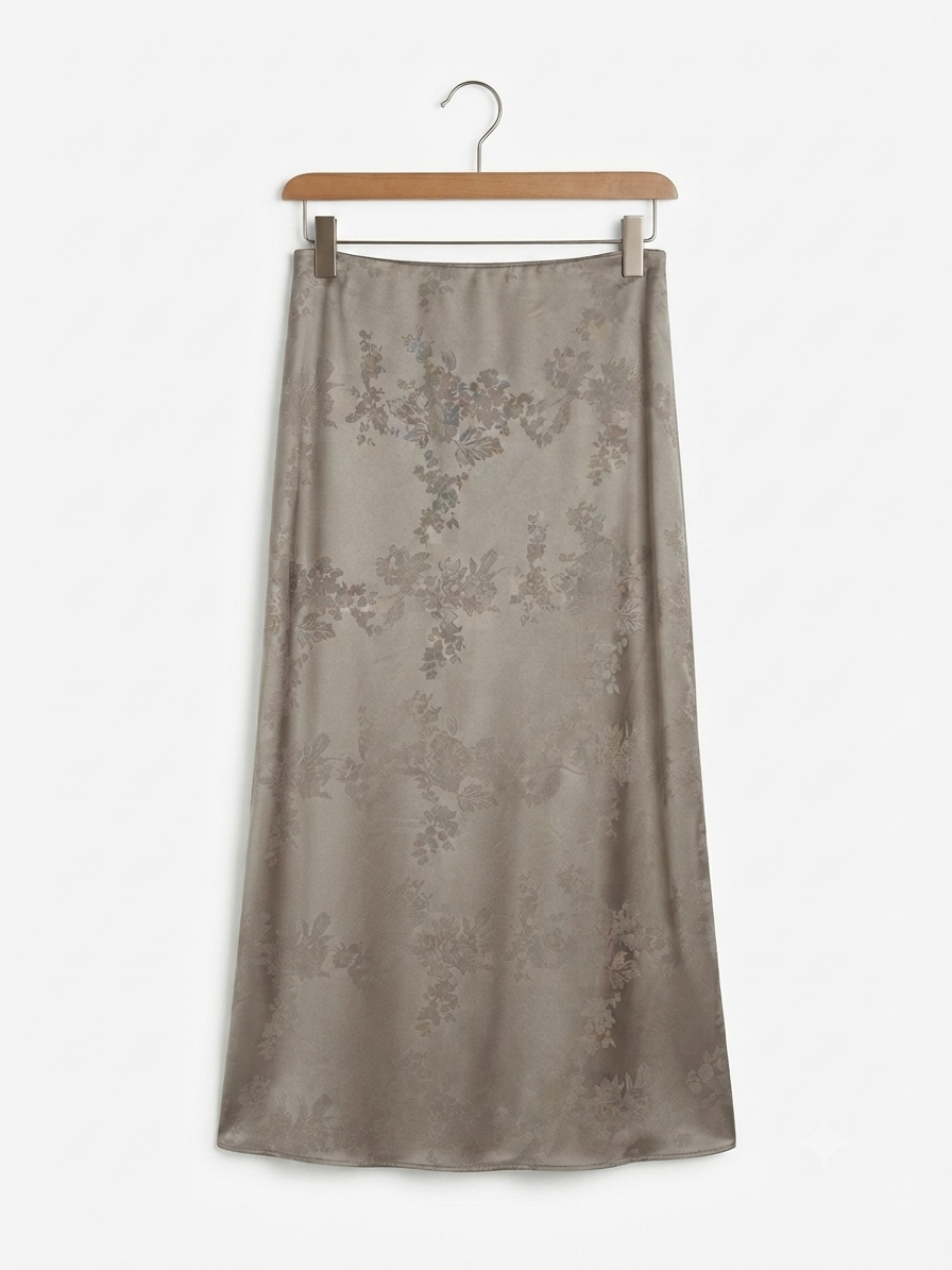 Falda midi | Satinada Jacquard