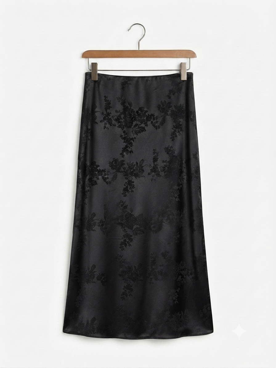 Falda midi | Satinada Jacquard