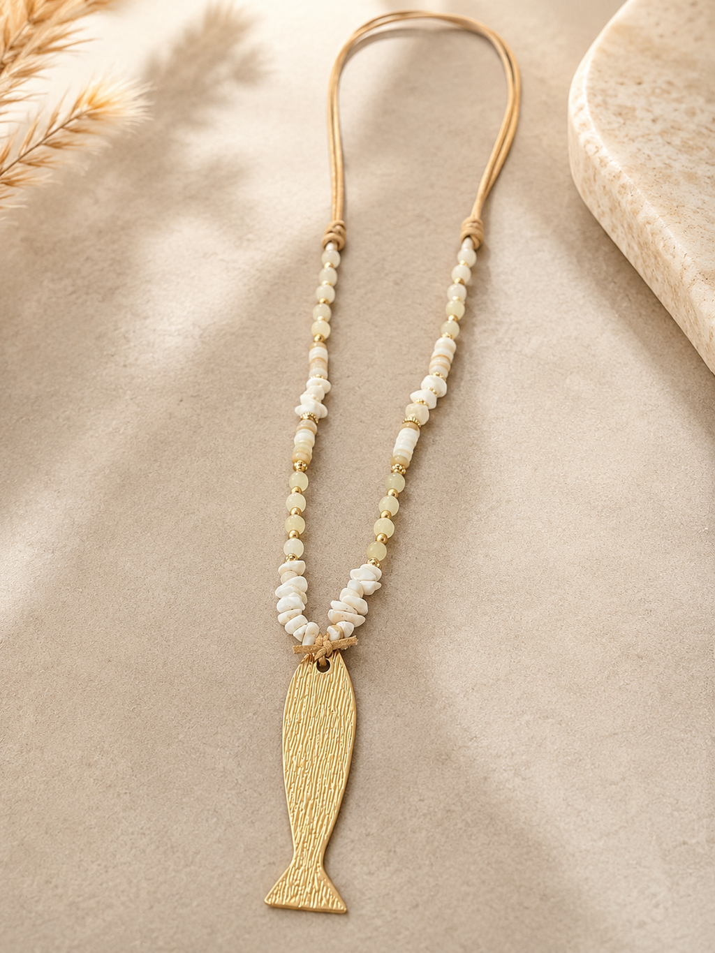 Collar largo | Pez con Piedras
