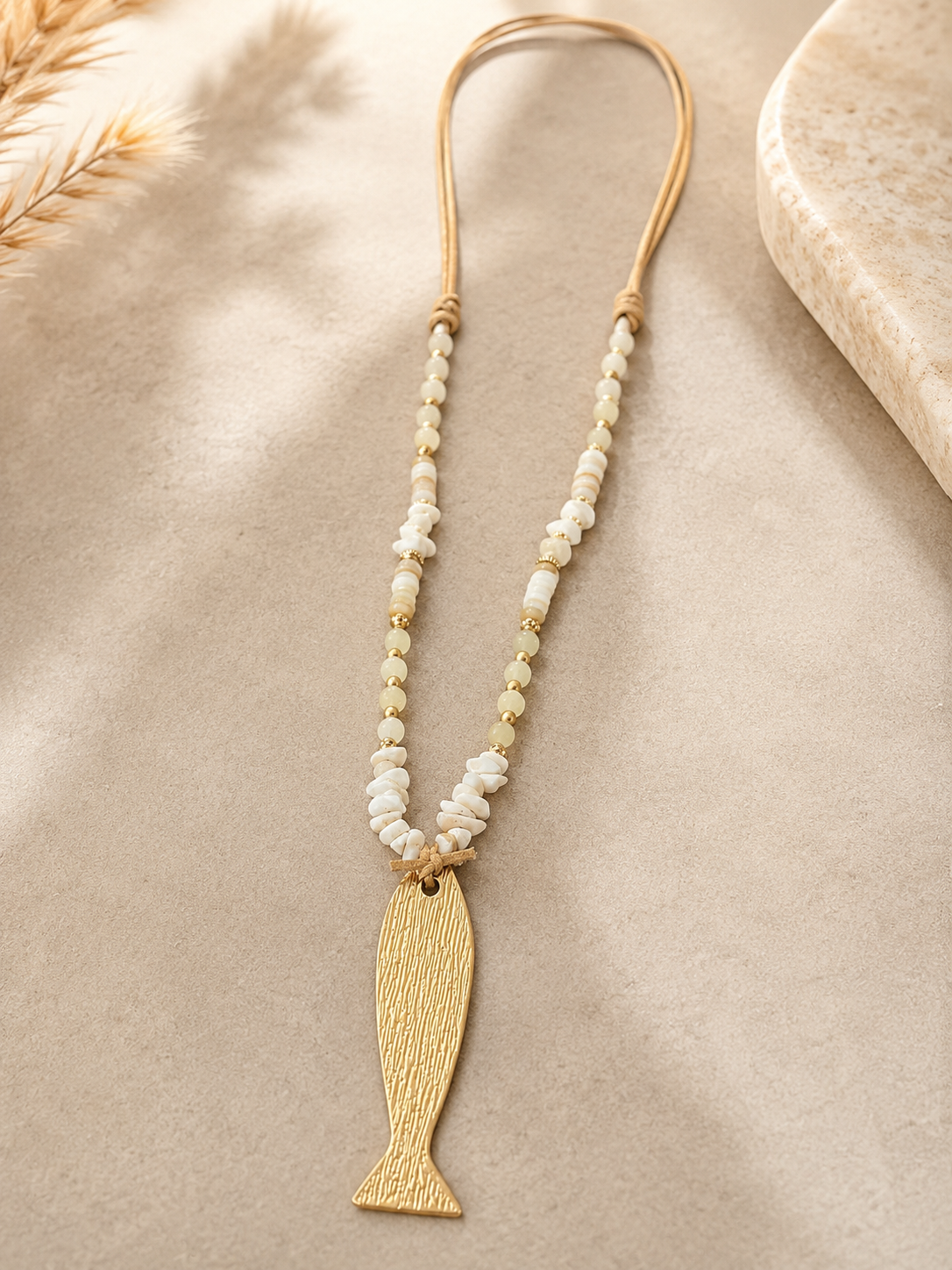 Collar largo | Pez con Piedras