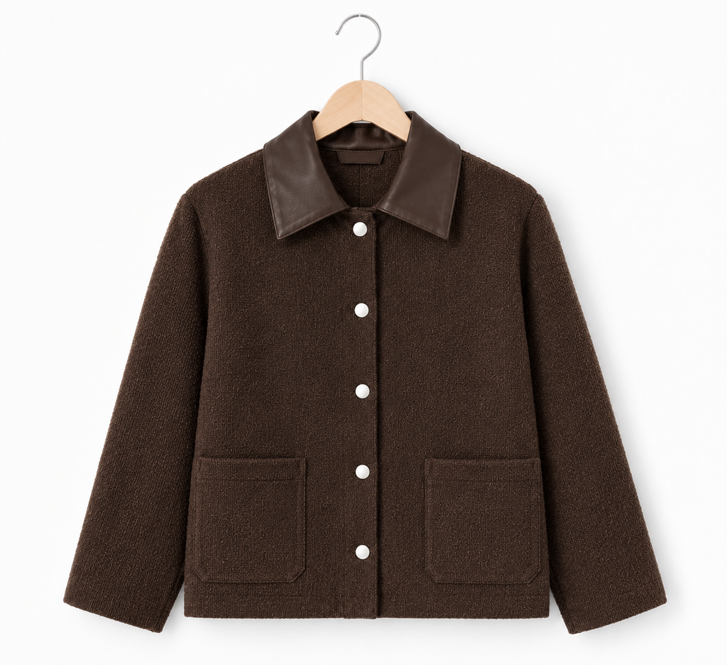 Chaqueta de Punto | Cuello Efecto Piel