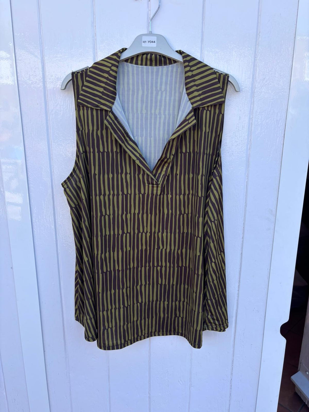 Blusa Punto Frío | Estampado Sin Mangas Cuello Camisa