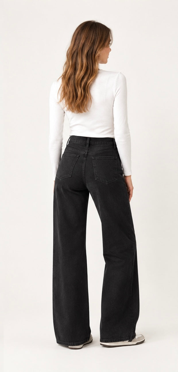 Pantalón Tejano Negro | Wide Leg