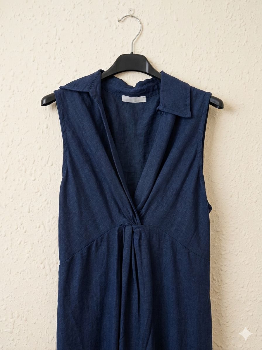 VESTIDO MIDI | CUELLO CAMISA CON NUDO