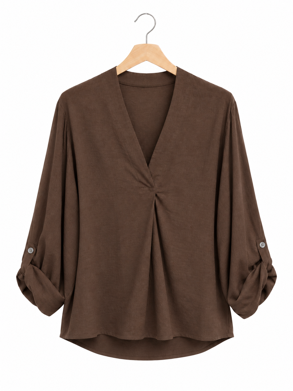 Blusa viscosa | con escote en V y manga larga
