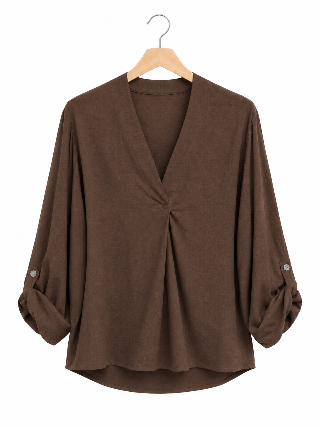 Blusa viscosa | con escote en V y manga larga