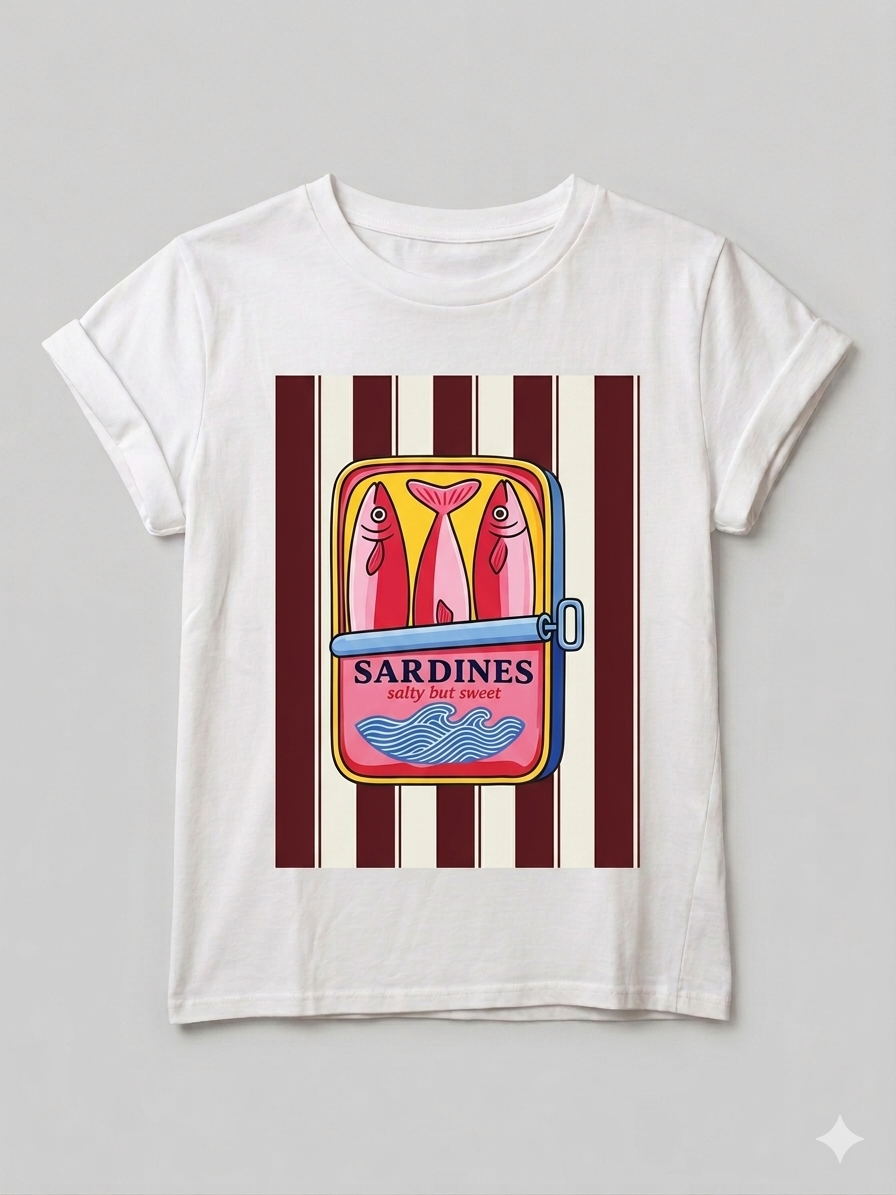 Camiseta Estampada de Algodón con Corte Recto | Diseño Mediterráneo