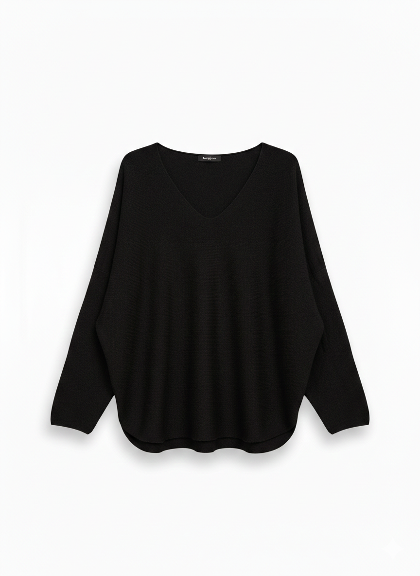 Jersey de Punto con Escote en V – Estilo Oversize