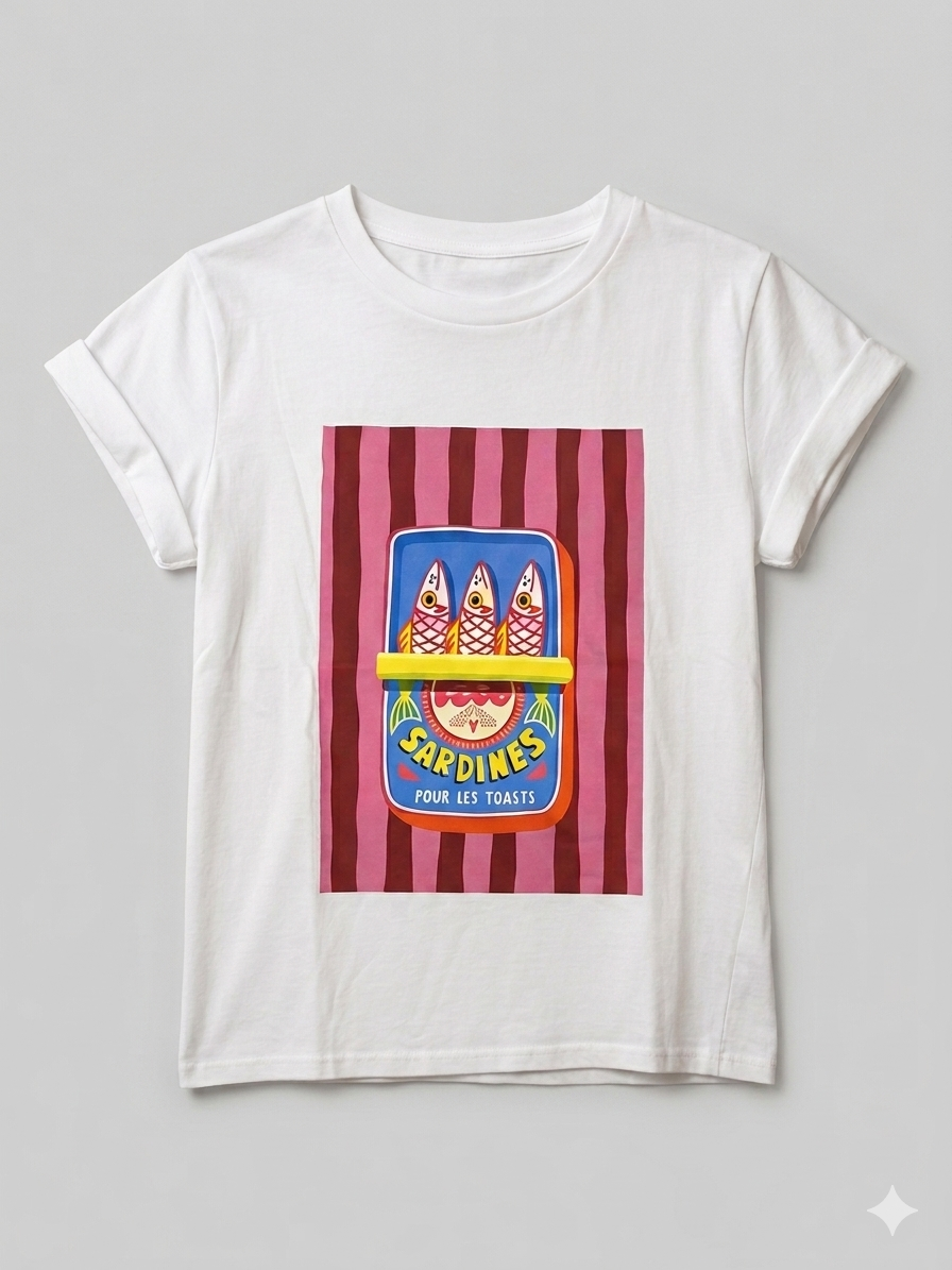 Camiseta Estampada de Algodón con Corte Recto | Diseño Mediterráneo