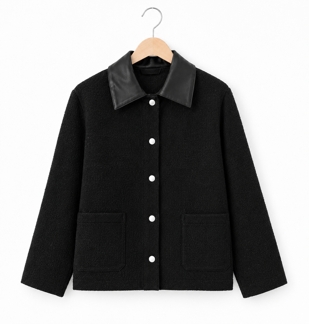 Chaqueta de Punto | Cuello Efecto Piel