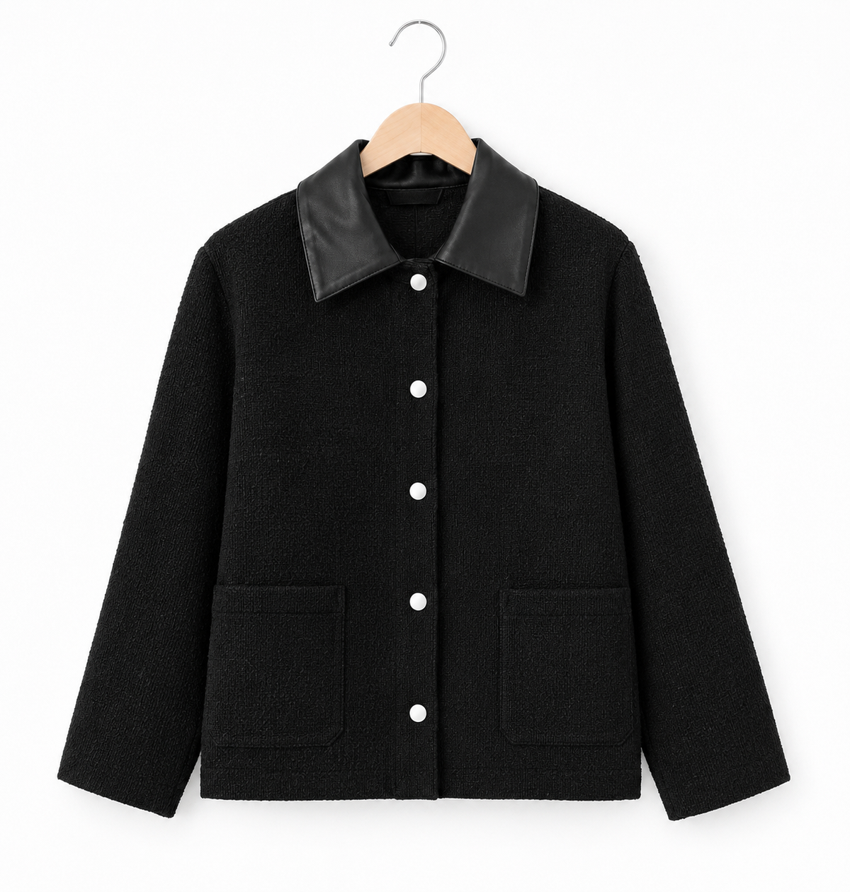 Chaqueta de Punto | Cuello Efecto Piel