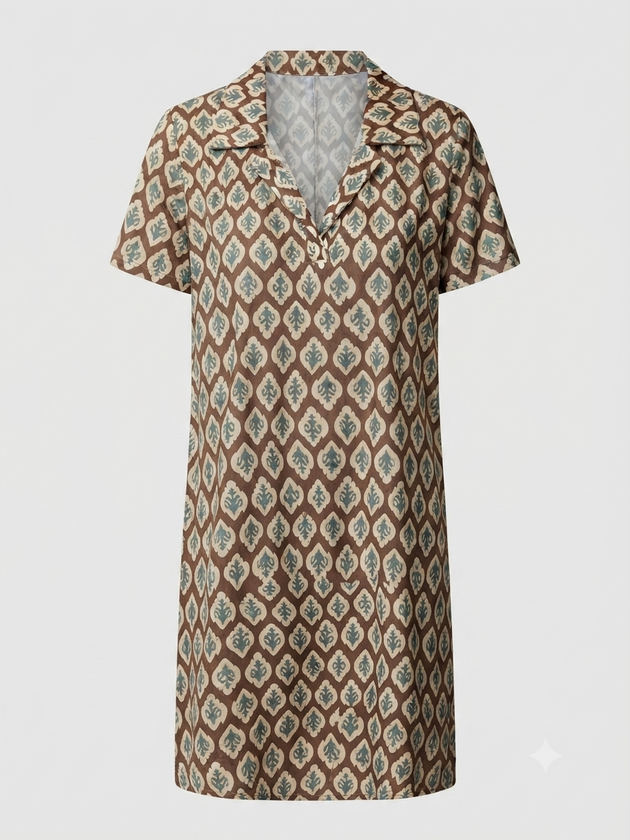 Vestido Corto | Punto Frío Cuello Camisa