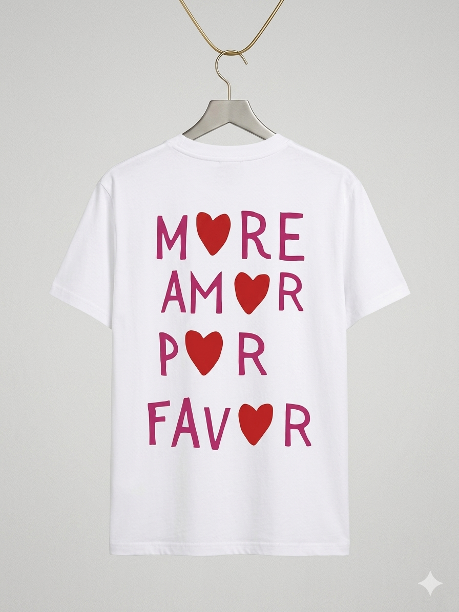 Camiseta Algodón Cuello Pico "MORE AMOR"