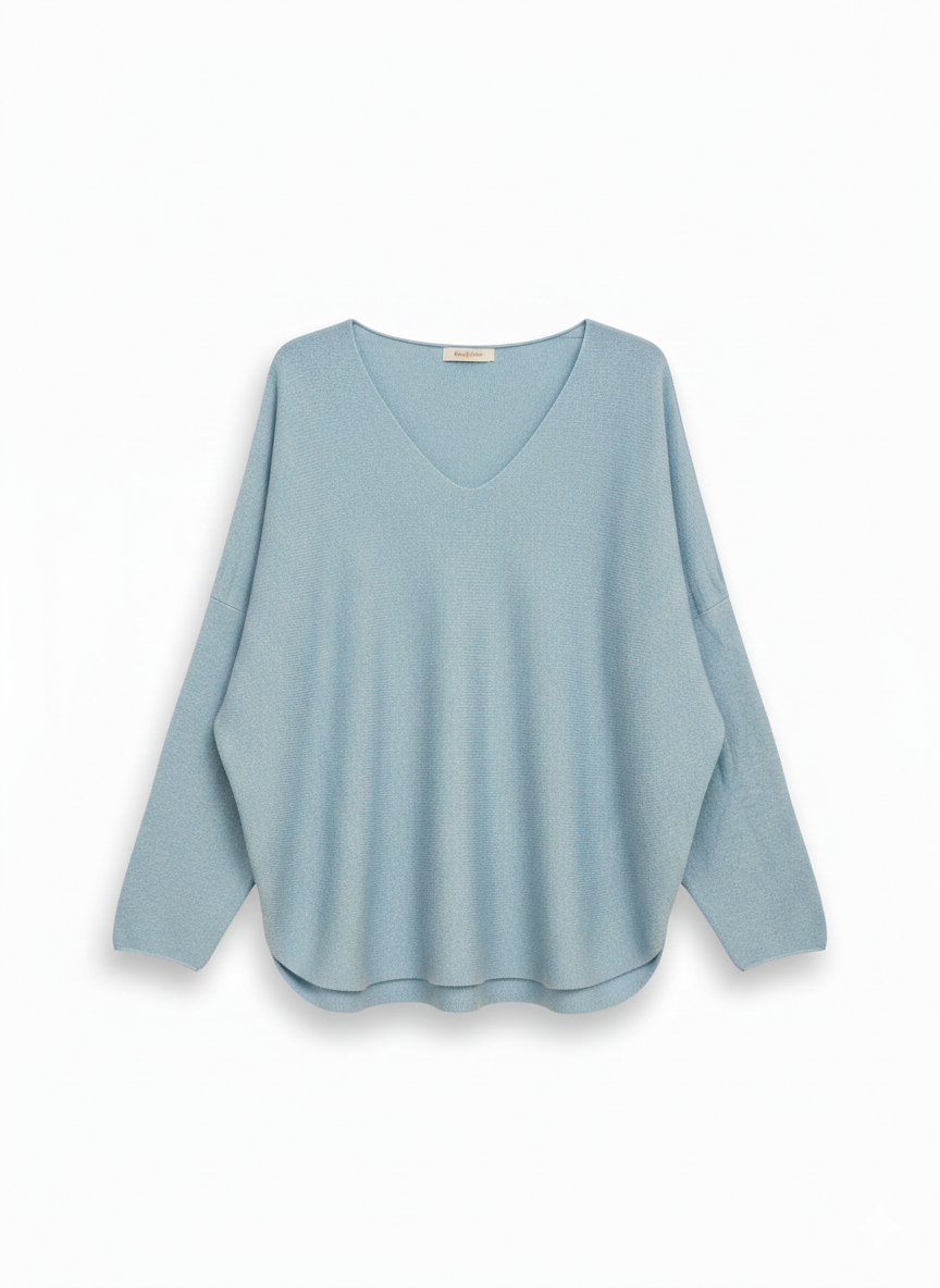 Jersey de Punto con Escote en V – Estilo Oversize