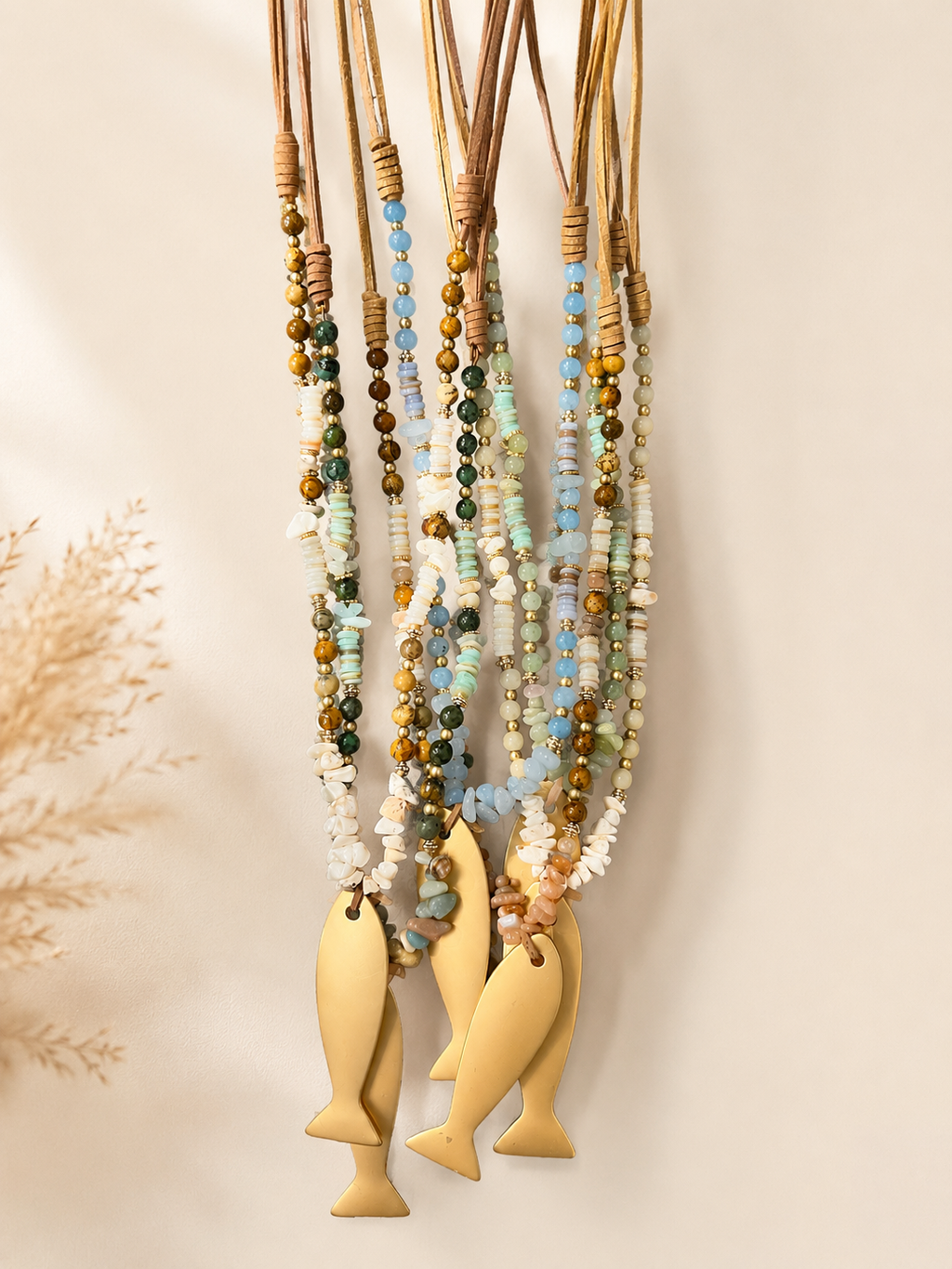Collar largo | Pez con Piedras
