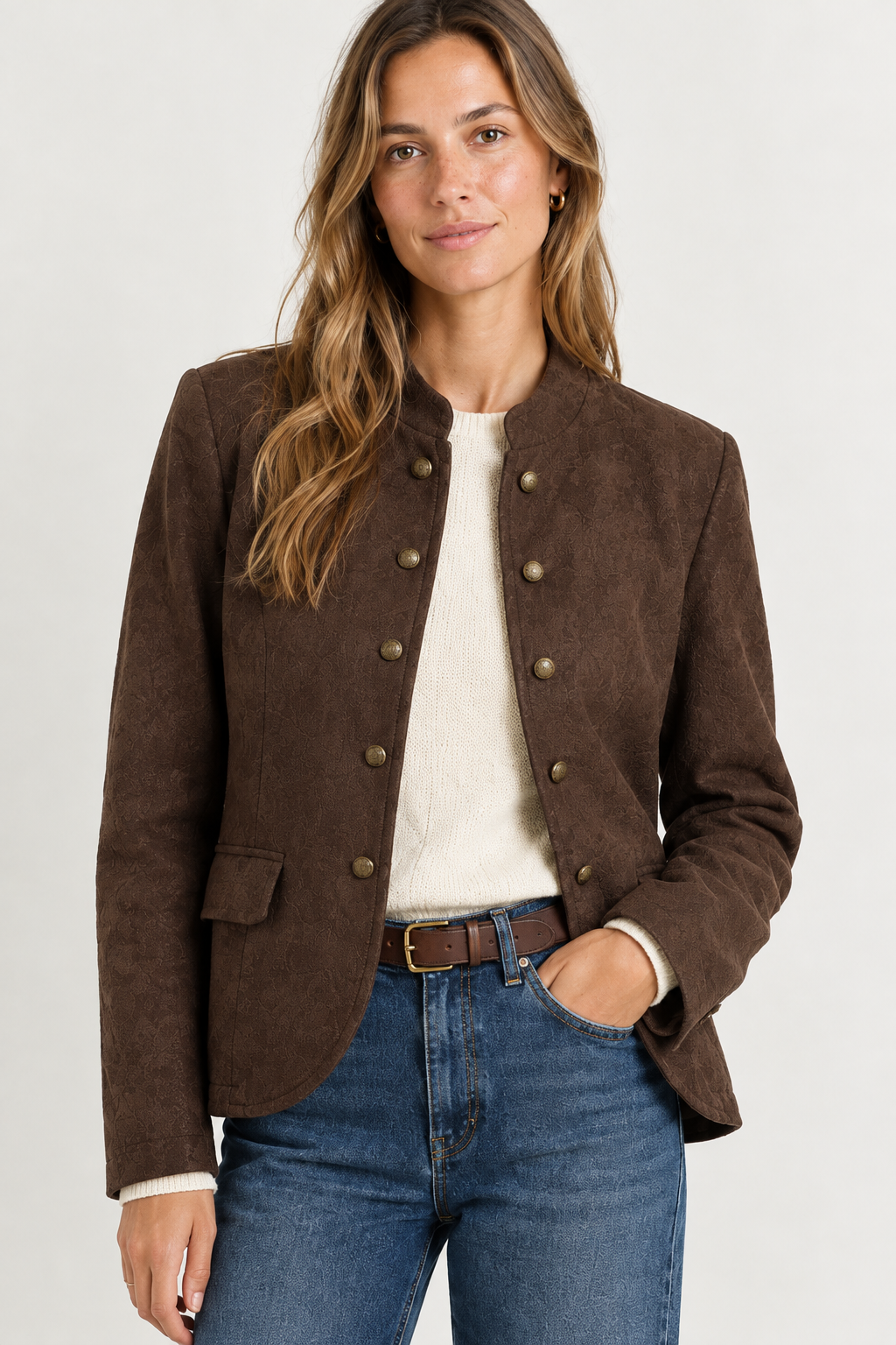 Chaqueta de Antelina | Estilo Napoleón con Botones
