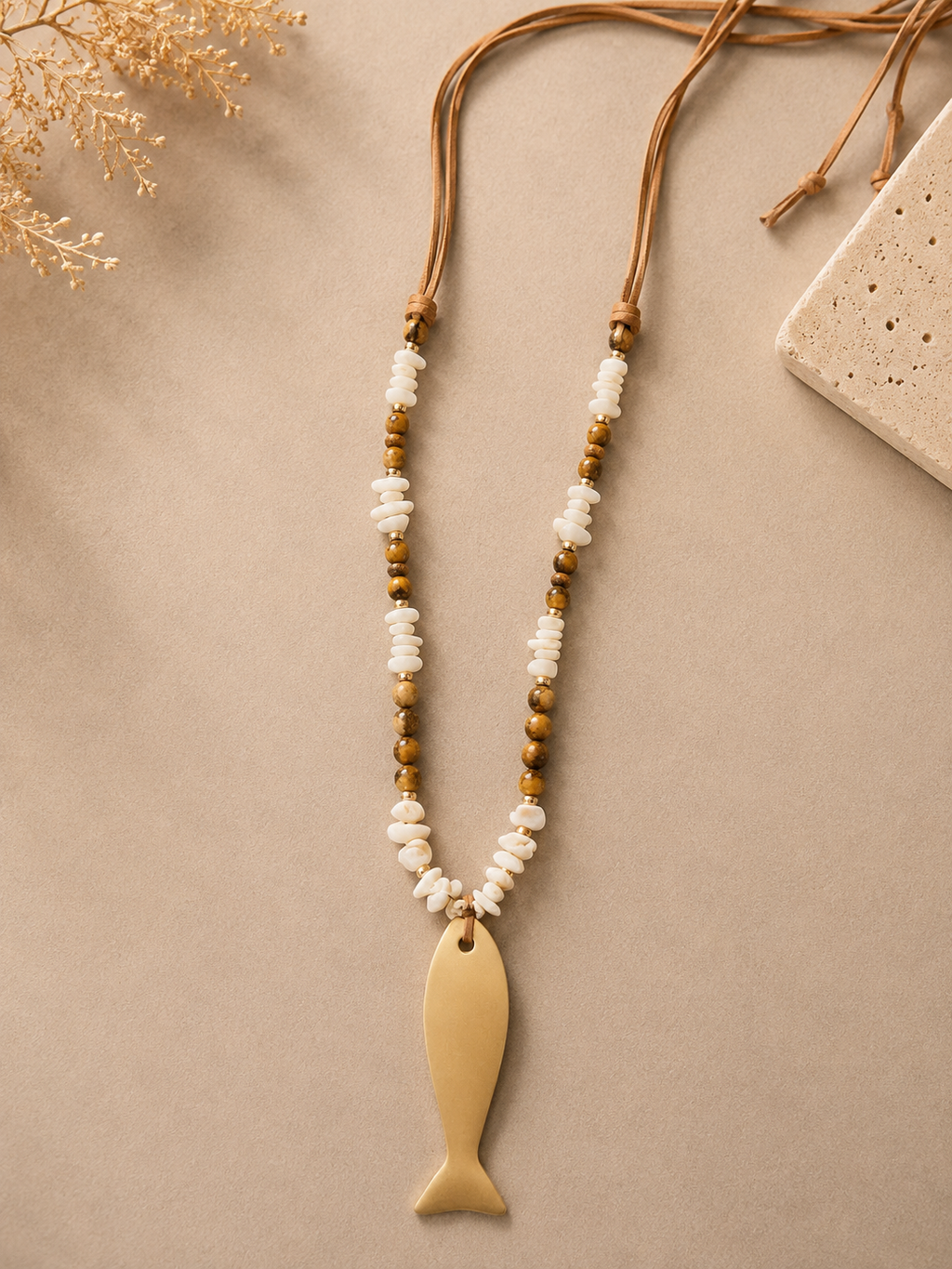 Collar largo | Pez con Piedras