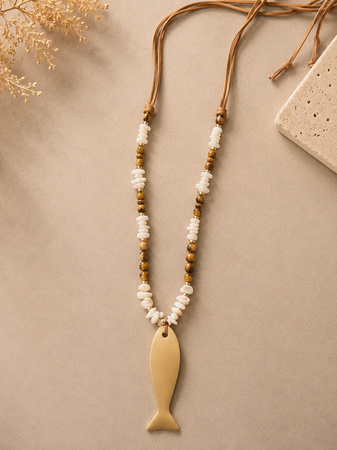 Collar largo | Pez con Piedras