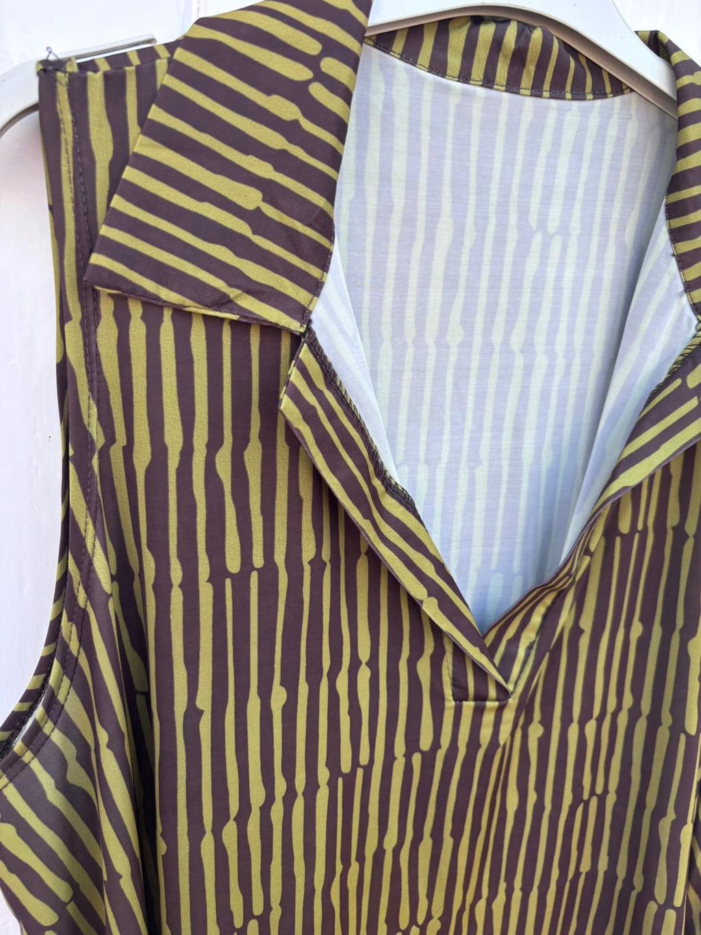 Blusa Punto Frío | Estampado Sin Mangas Cuello Camisa