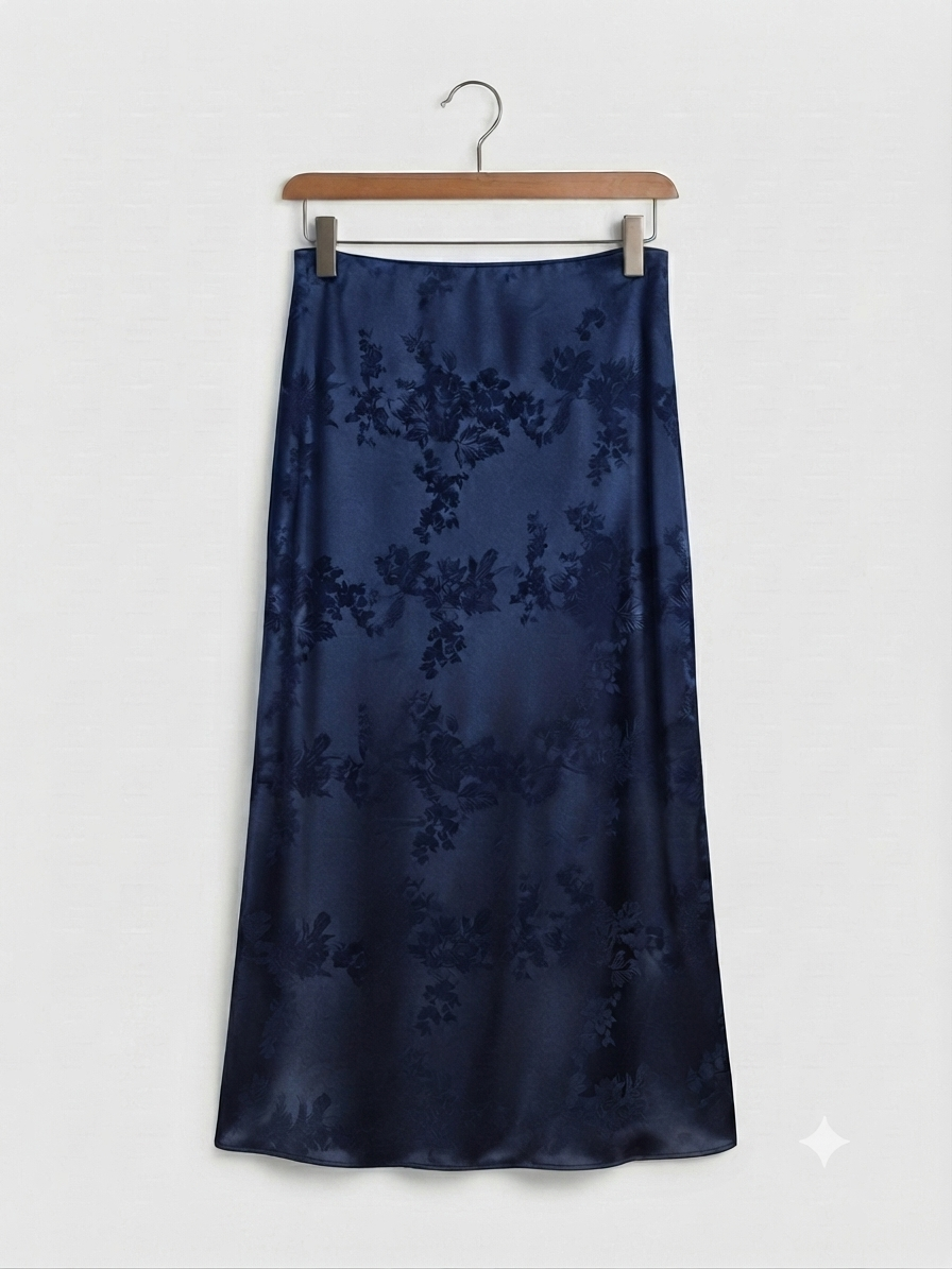 Falda midi | Satinada Jacquard