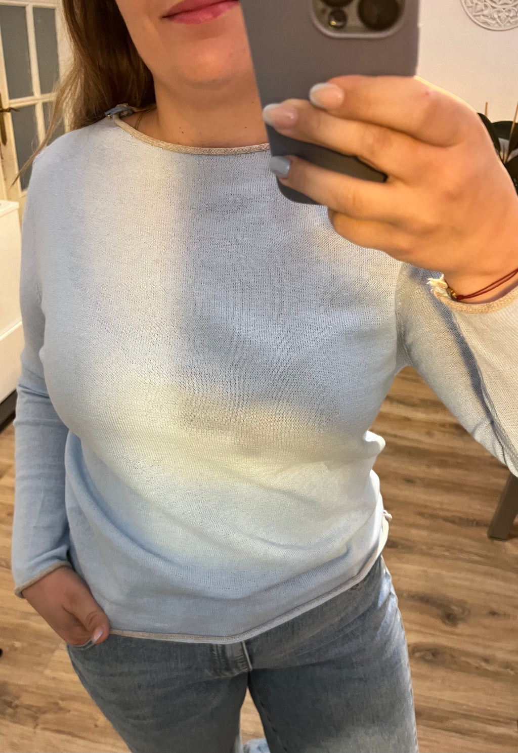 Jersey punto fino ribete