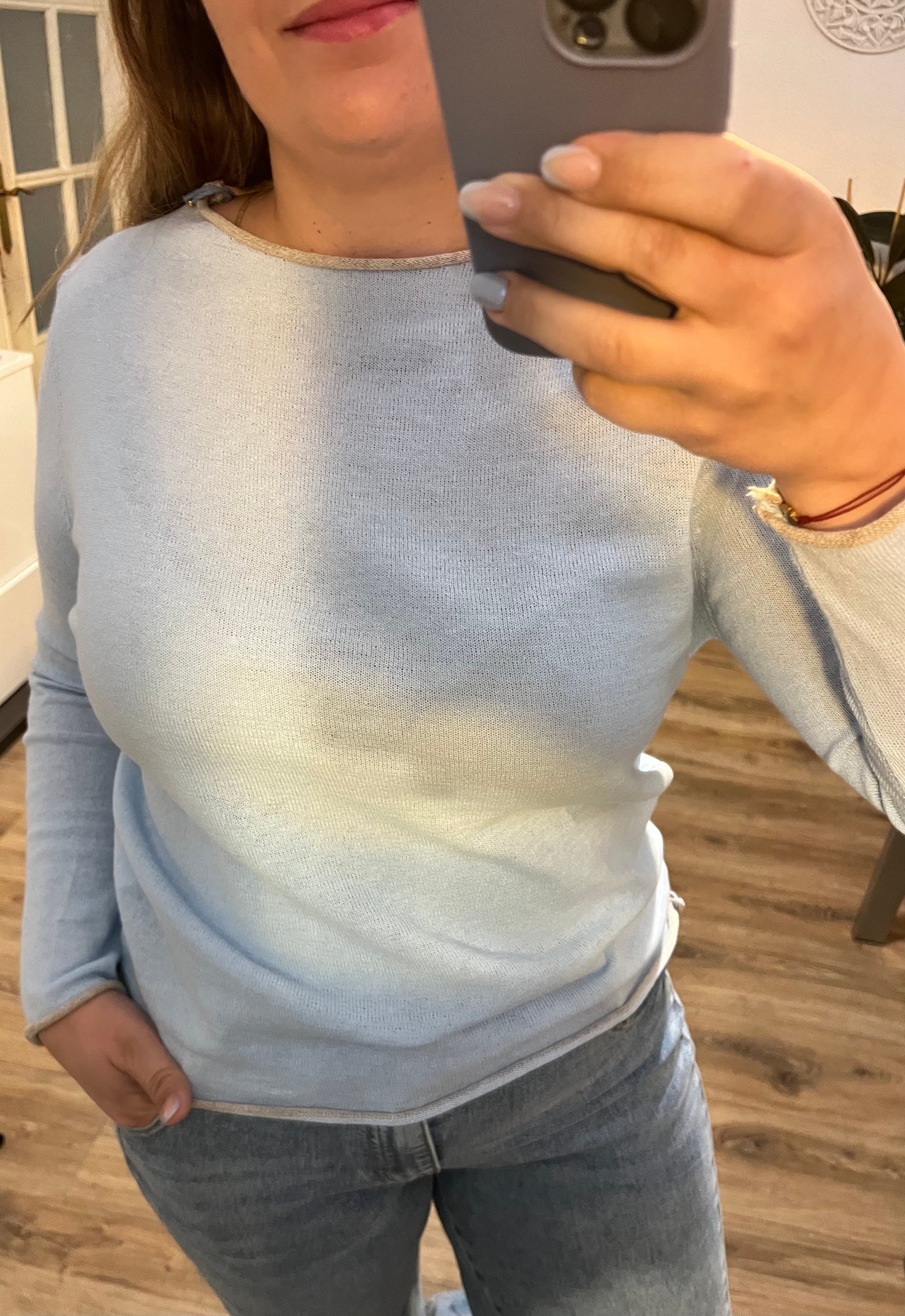 Jersey punto fino ribete