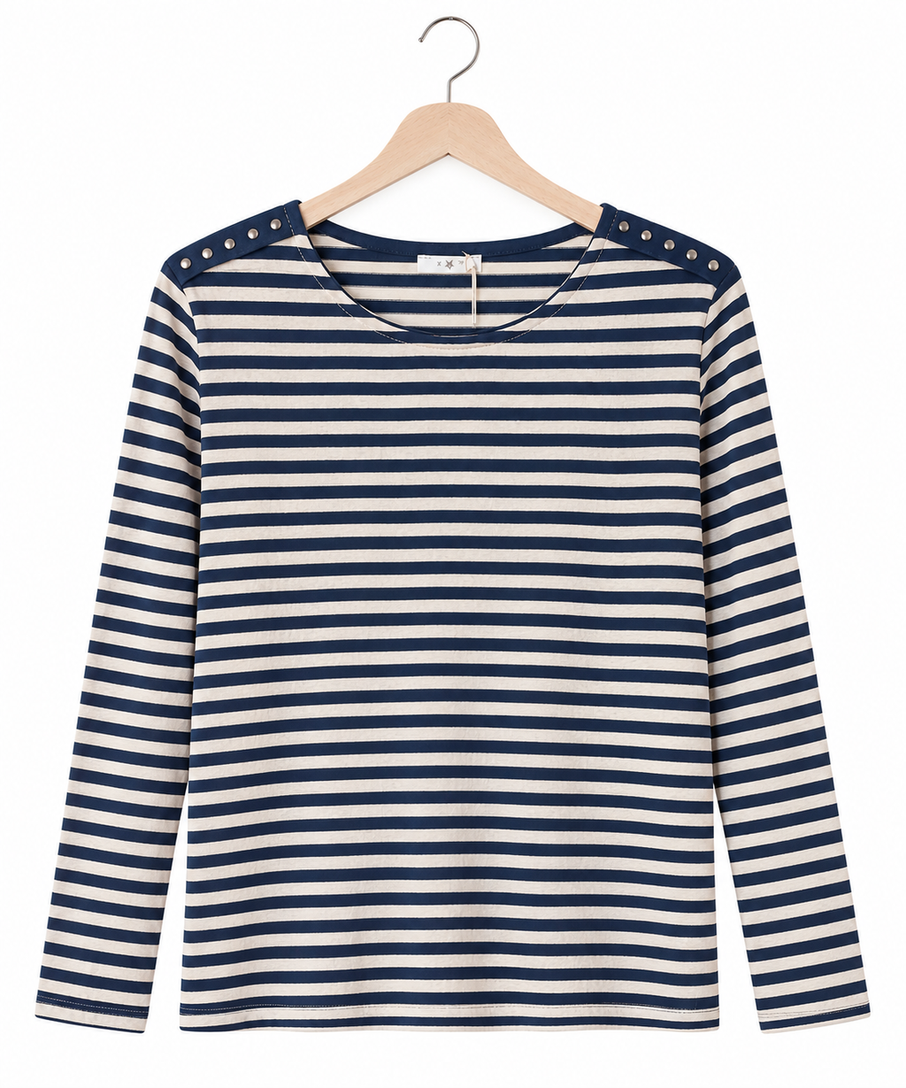 Camiseta de rayas | con detalle de tachuelas
