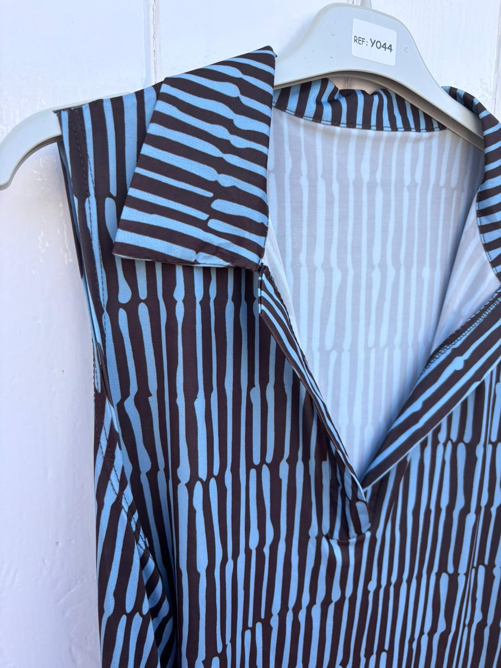 Blusa Punto Frío | Estampado Sin Mangas Cuello Camisa