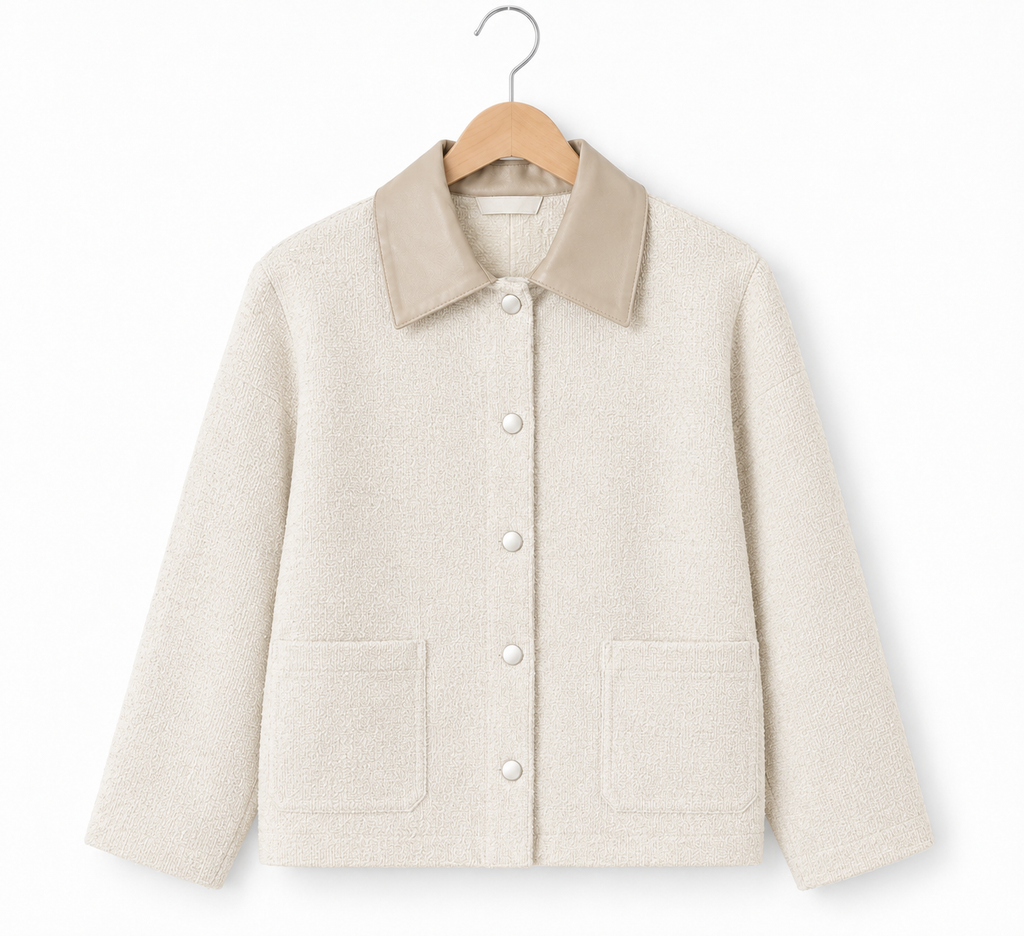 Chaqueta de Punto | Cuello Efecto Piel
