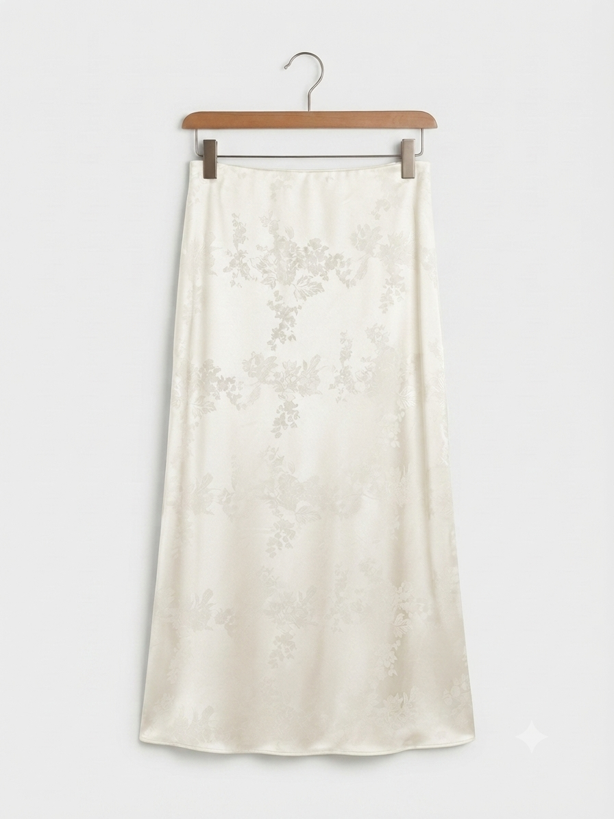Falda midi | Satinada Jacquard