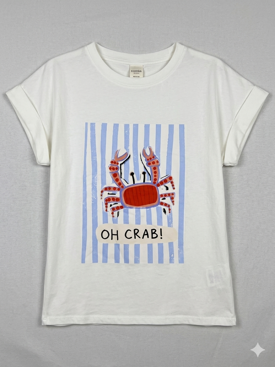 Camiseta Estampada de Algodón con Corte Recto | Diseño Mediterráneo