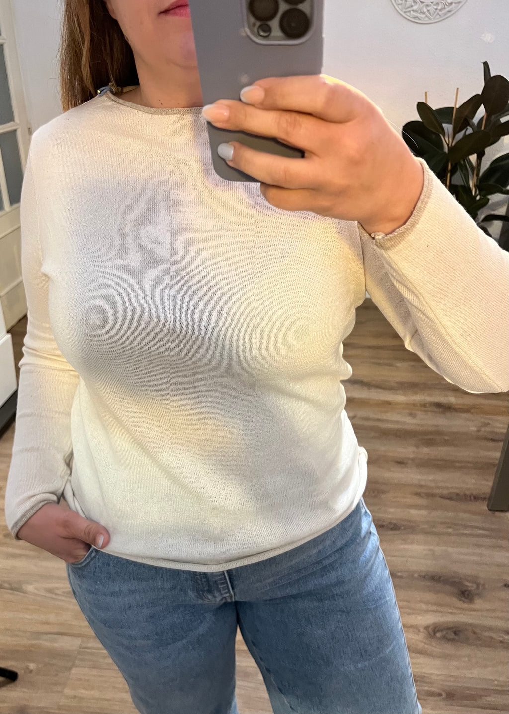 Jersey punto fino ribete