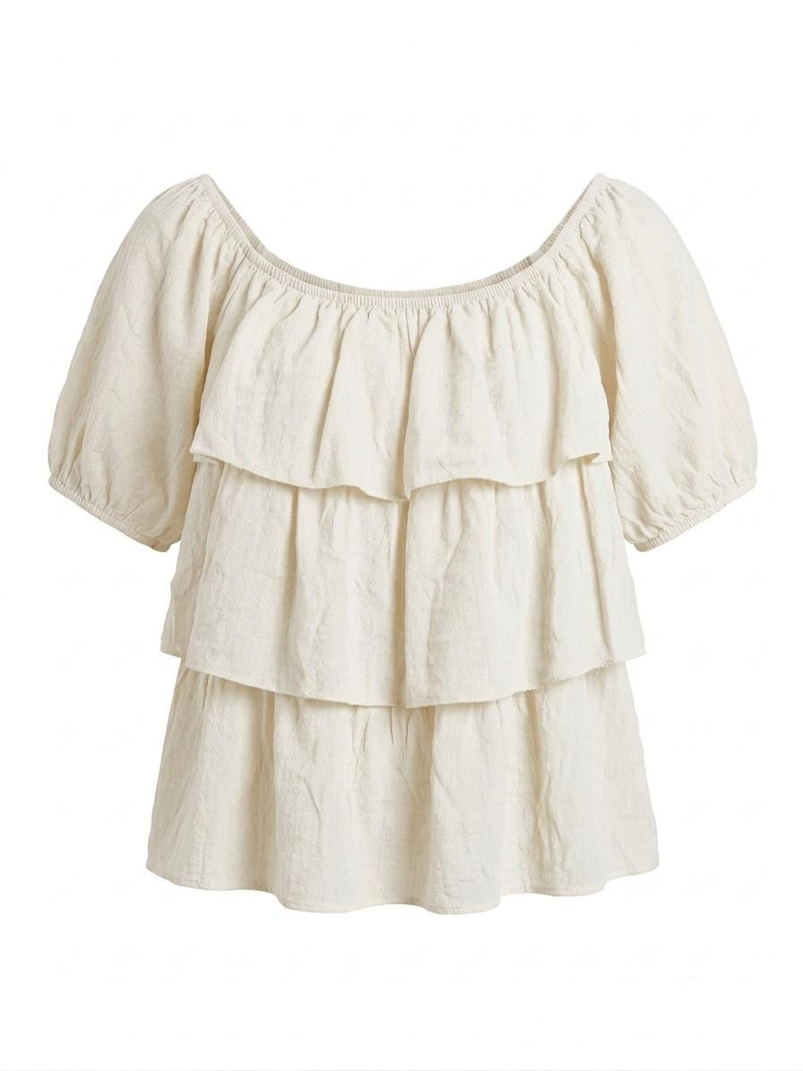 Blusa de Volantes con Hombros Descubiertos