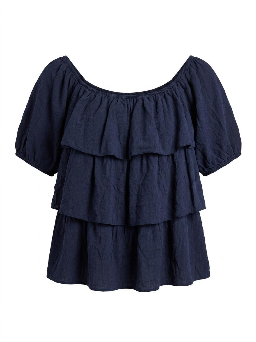 Blusa de Volantes con Hombros Descubiertos
