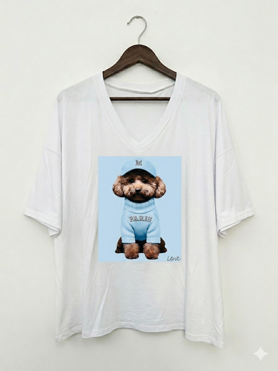Camiseta manga corta perro París