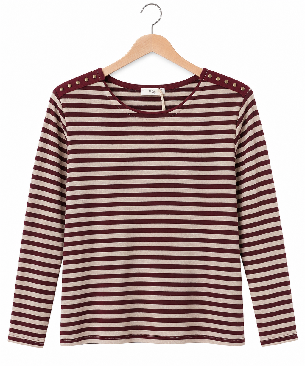 Camiseta de rayas | con detalle de tachuelas