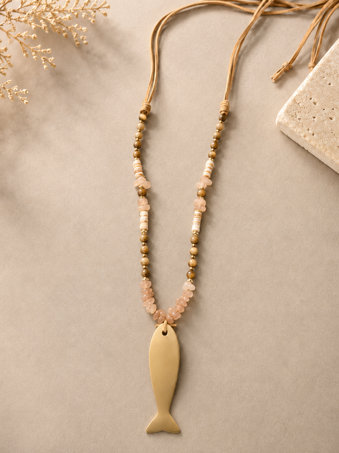 Collar largo | Pez con Piedras