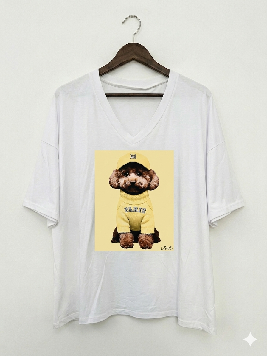 Camiseta manga corta perro París