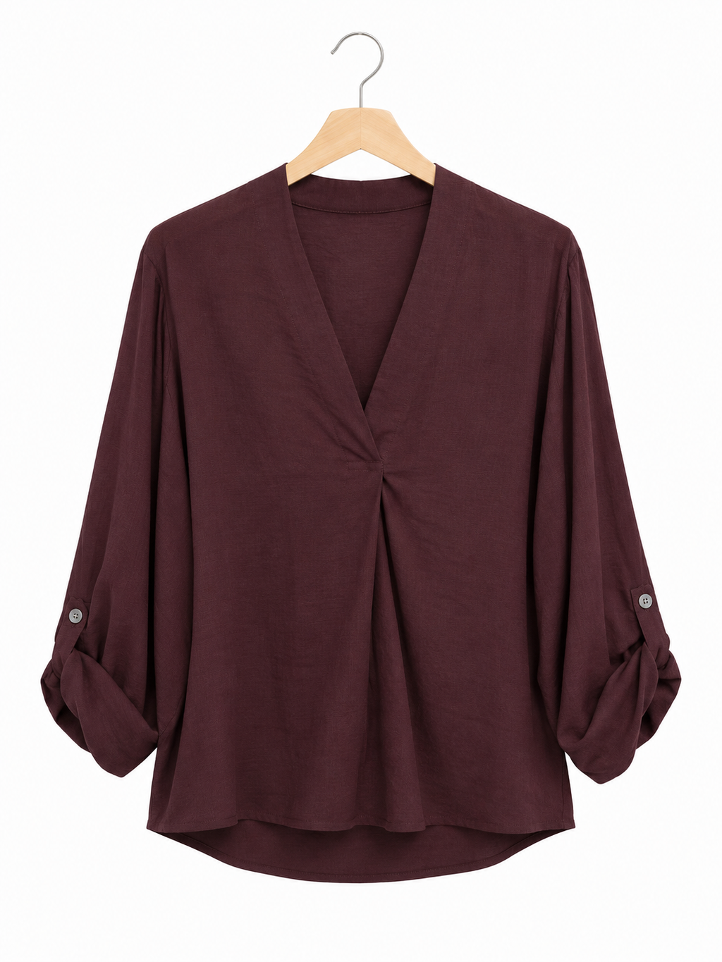 Blusa viscosa | con escote en V y manga larga