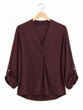 Blusa viscosa | con escote en V y manga larga