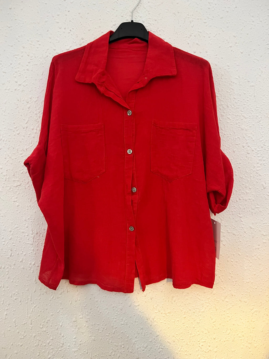 Camisa Oversize Algodón Efecto Lino