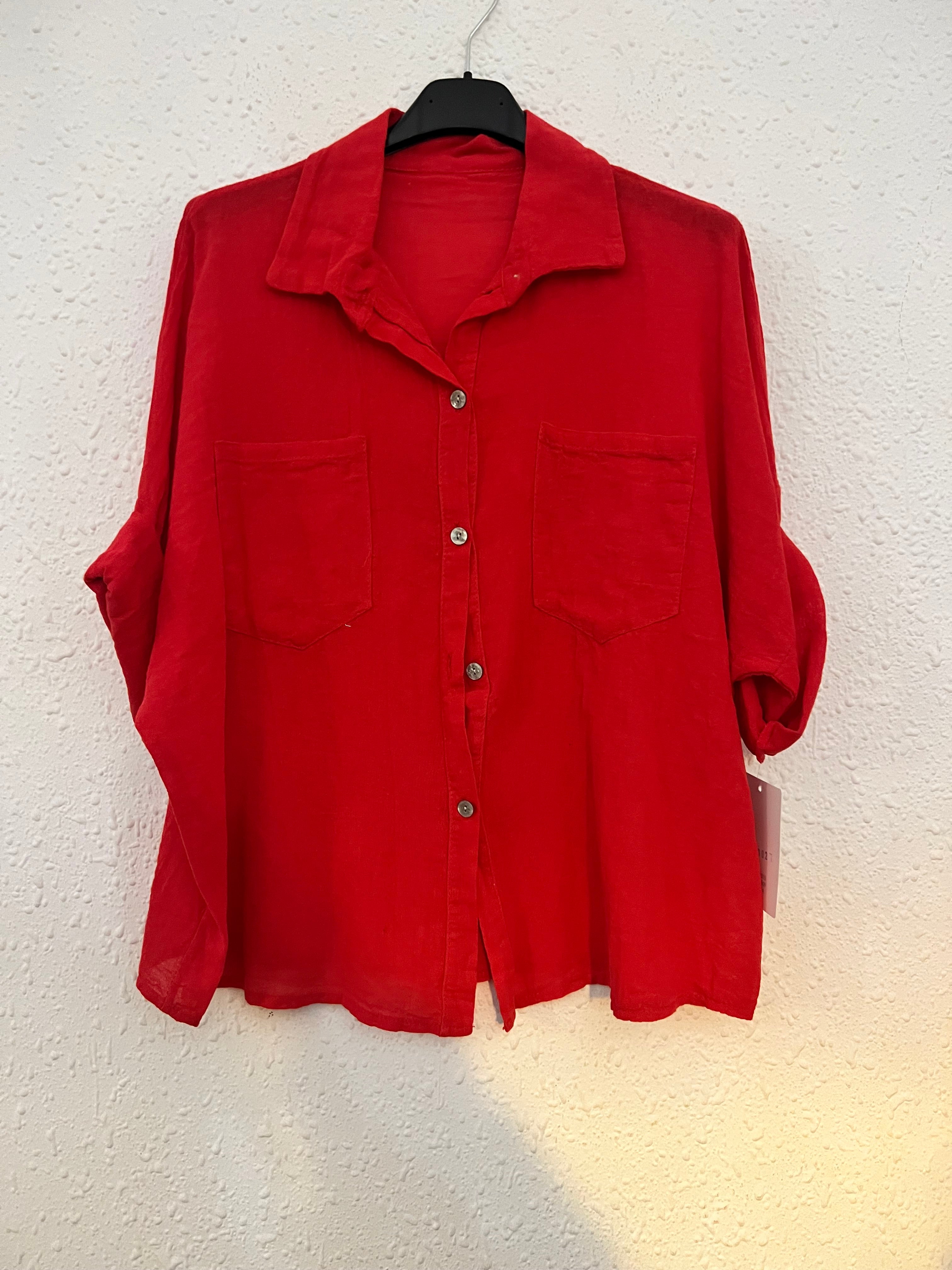 Camisa Oversize Algodón Efecto Lino