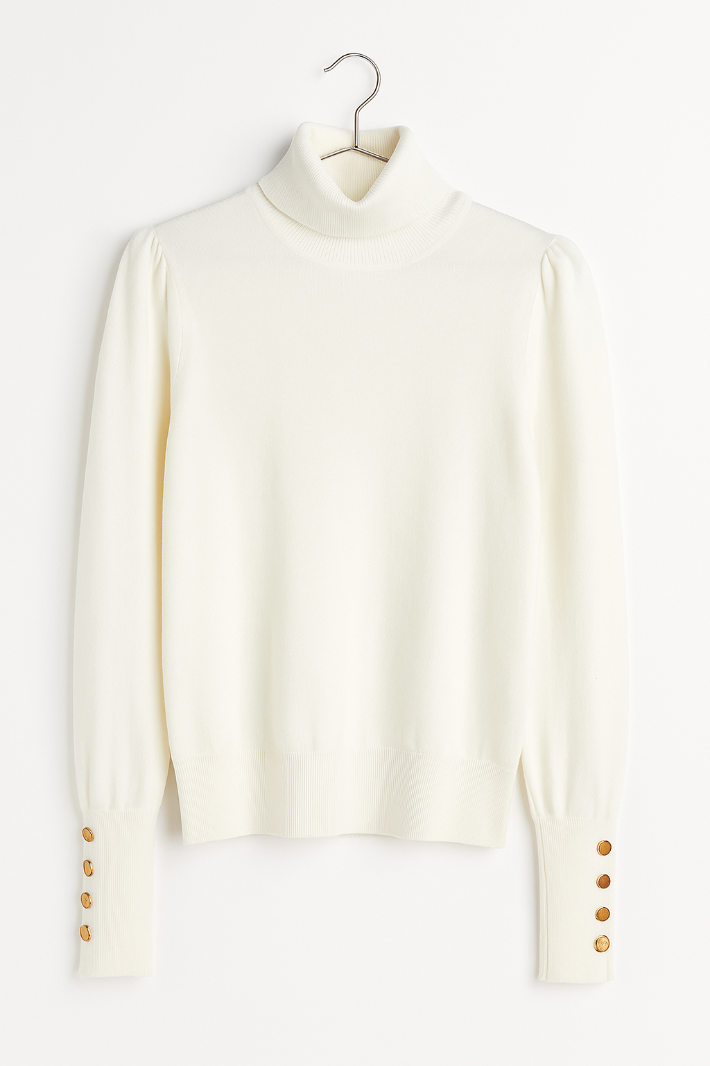 Jersey fino cuello alto botones dorados